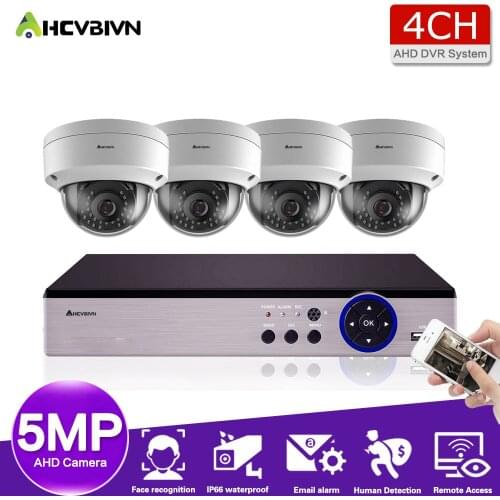 H.265 4CH CCTV System 4PCS 5MP Outdoor Weatherproof Security Camera DVR Kit Day/Night Home Video Surveillance System