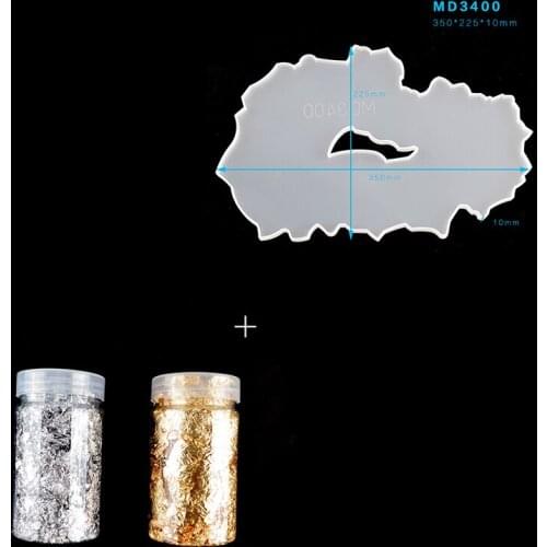 3Pcs Large Irregular Tray Resin Mold Silicone Gold Foil Paper DIY Jewelry Craft Crystal Epoxy UV Glue