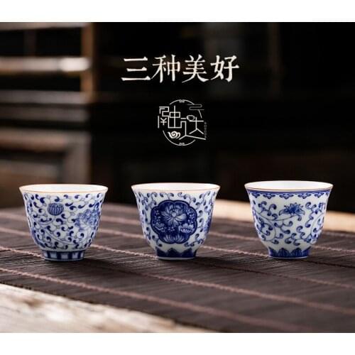 Creative Gift Customization Blue and White Porcelain Kung Fu Teacup Tea Cup Master Cup Single Cup Tea Bowl Ceramic Outlet
