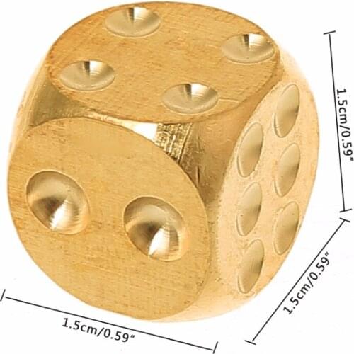 Brass Dices Solid Metal Polyhedral Club Bar Dice Playing Game Tool 15X15X15mm