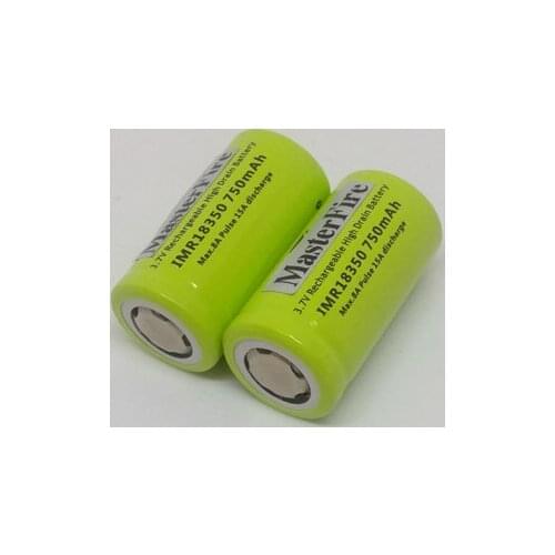 Wholesale MasterFire IMR18350 750mah 18350 3.7V High Drain Rechargeable Li-ion Battery Lithium Batteries Cell 15A Discharge