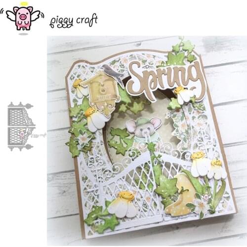 Piggy Craft metal cutting dies cut die mold Lace fence door frame Scrapbook paper craft knife mould blade punch stencils dies