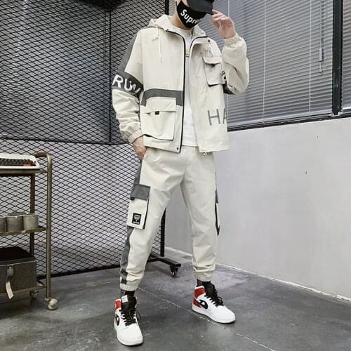Hip-hop Suit Fashion Trend Man Young Student Loose Jacket Oversized Sports And Jacket+Pants Sets