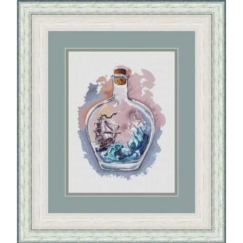 Gold Collection Counted Cross Stitch Kit A Ship Sailing in Bottle Vessel Trip on Sea Ocean