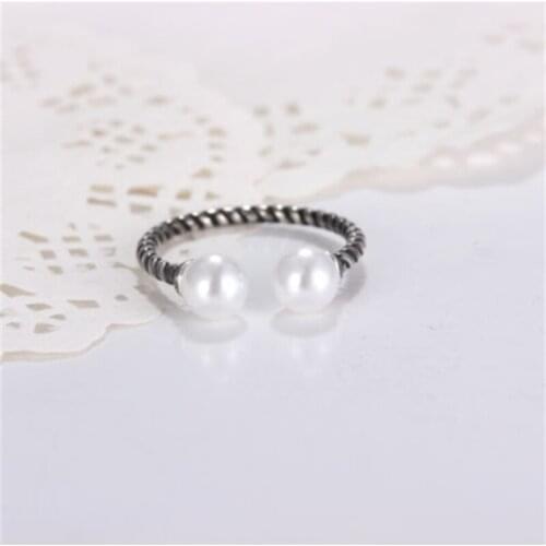 New hot personality personalized fashion retro wild double crystal opening female models silver plated rings SA105