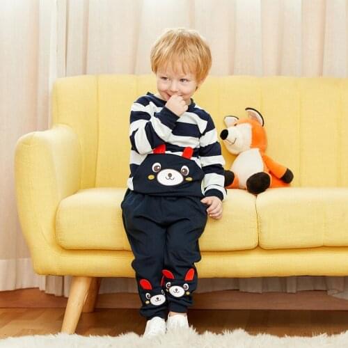 PatPat 2020 New Spring and Autumn Baby / Toddler Lovely Bear Striped Sweatshirt and Pants Set for KIds Boy Sets Clothes