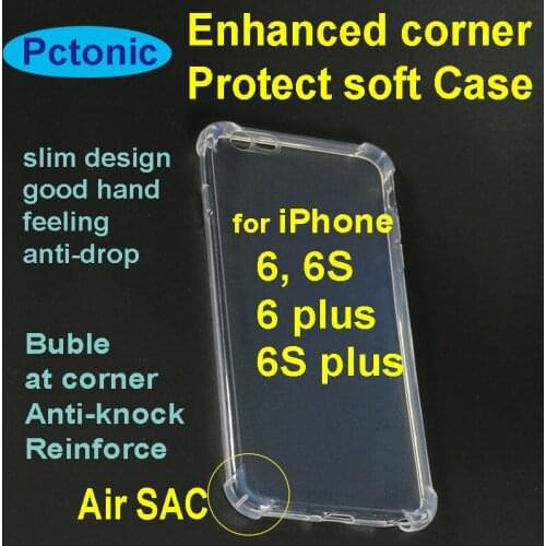 PCTONIC Reinforce anti-shock case for iphone 6 6S plus transparent soft back cover air sac airbag anti-drop bubble protection