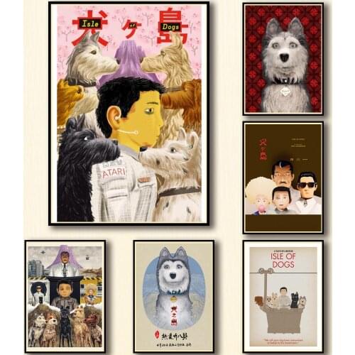 50 Designs Wes Anderson Movie Isle of Dogs Whitepaper Poster Artwork Fancy Wall Sticker for Coffee House Bar