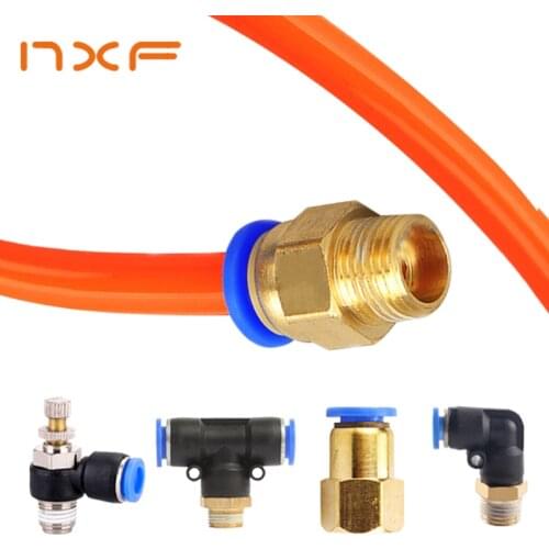 Pneumatic Air Connector Fitting PC PCF PL PLF 4mm 6mm 8mm Thread 1/8" 1/4 3/8 1/2 Straight Hose Fittings Pipe Quick Connectors