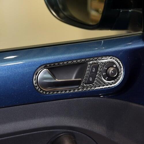 Genuine Carbon Fiber For VW Beetle 2012-2019 Car Inner Door Handle Bowl Cover Trim Sticker Car Styling Accessories