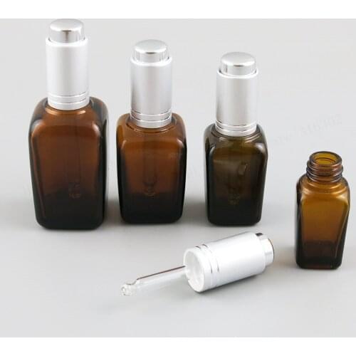200 X 10ML 25ML 35ML 50ML 100ML Empty Glass Aromatherapy Bottle Containers Square Amber Essential Oils Bottle With Eye Dropper