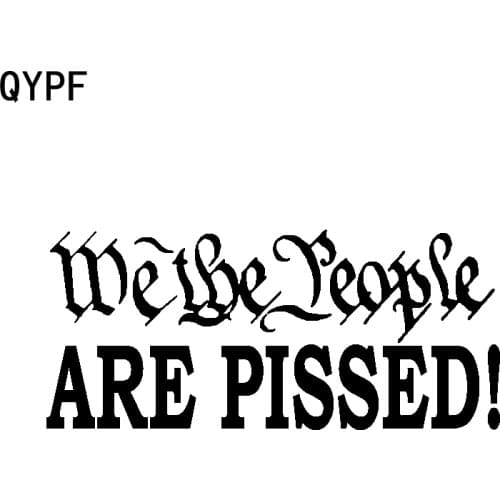 QYPF 14.3CM*6.2CM Personality Vinyl WE THE PEOPLE ARE PISSED Car Sticker Decal Black Silver C15-3311