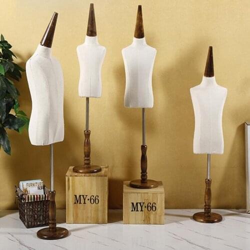 1-2 Years Baby Half Torso Child Realistic Mannequins Display With Circular Wood Base Fabric Flexible Dress Cloth,One Piece D143