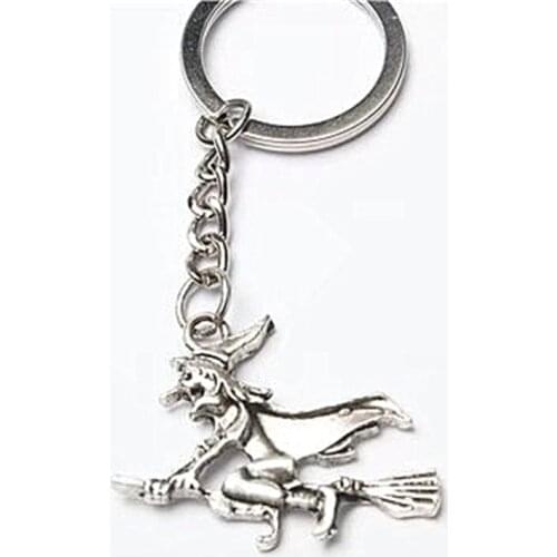 Handmade Witch Charm Little Magician On Broom Halloween Broom Riding Miniblings Witch Hat Keychain Wizard Hat Key chain