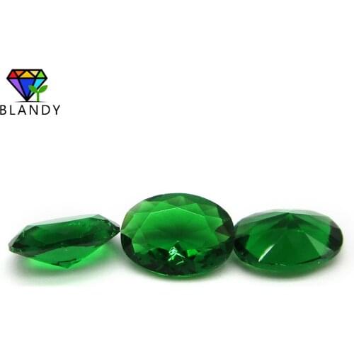 15*30mm Oval Shape Machine Cut Synthetic Green Glass Stone Beads for Jewelry