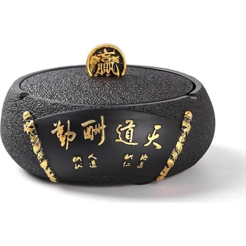 Resin grade resin ashtray cretro Chinese carving large ashtray office gifts