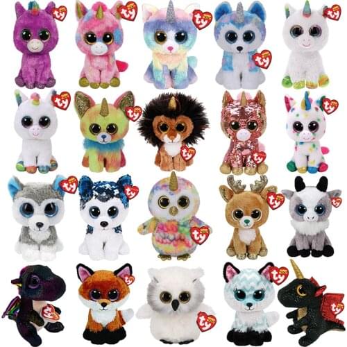 Ty Unicorn Lion Deer Owl Fox Dragon Series Heather Ramsey Yips Plush Toy Stuffed Animal Doll Birthday Gift for Boy and Girl 15CM