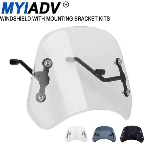 Motorcycle Windshield Windscreen With Brackets Wind Deflector For Benelli Leoncino 500 leoncino500 Front Fairing Accessories