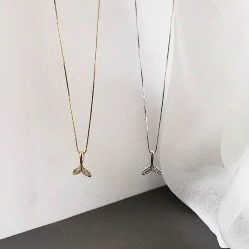 VSnow Unique Design Mermaid Tail Pendant Necklace for Women Delicate Bling Bling Cubic Zircon Party Wedding Gifts Accessories