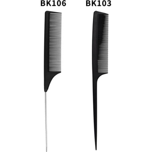 Heat Resistant Stainless Steel Carbon Rat Tail Hair Parting Comb Braiding Comb For Women