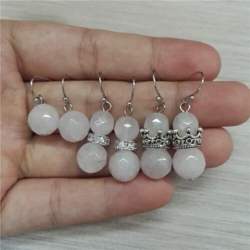 Boho Chandelier Pale Pink Light Pink Crystal Angular Stone Bead Charms With Crown CZ Spacer Dangle Earring For Women Wedding