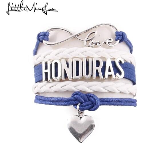 Little MingLou Infinity love Honduras Bracelet heart charm leather wrap men bracelets & bangles for women jewelry Tourism gift