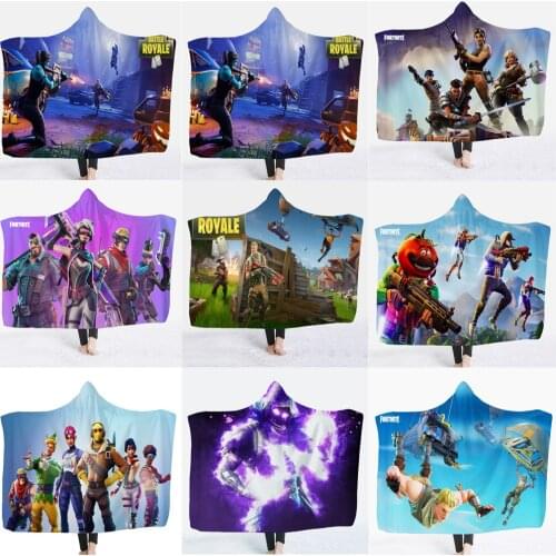 Fortnite Winter Warm Flannel Hooded Blankets Family Gathering Leisure Plush Blanket Adult and Child Household Goods