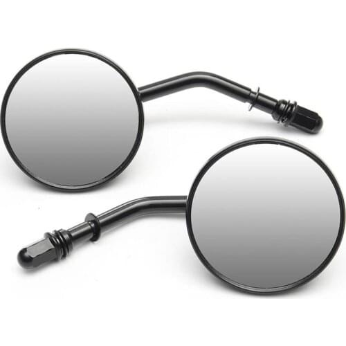 1 Pair Universal 8mm Classic Retro Rear View Round Mirror For Harley Davidson Sportster Softail Road Black