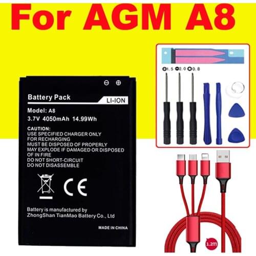100% new Battery for AGM A8 A1 Q,4050mAh New Back up Batteries Replacement For AGM A8 SE Smart CellPhone li-ion Battey