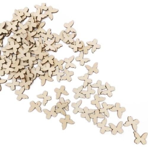 100pcs 10mm Wooden Butterflies Craft Embellishments MDF Wooden Cutout Scrapbooking for DIY Art Wedding Decoration