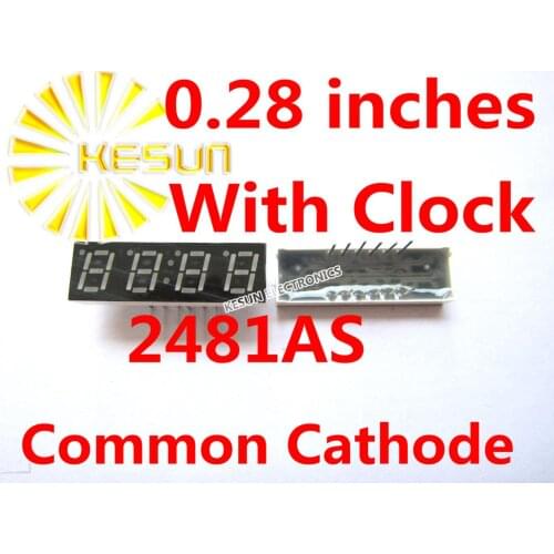 100PCS x 0.28 inches Red Common Cathode/Anode 4 Digital Tube With Clock 2481AS 2481BS 12Pin LED Display Module