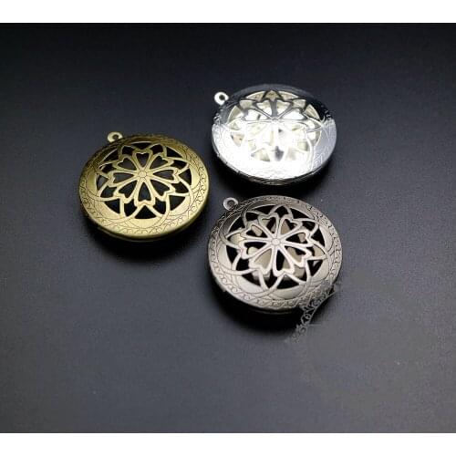 33MM vintage style victorian stamping filigree antiqued silver,bronze,silver round photo locket pendant cahrm 1111060