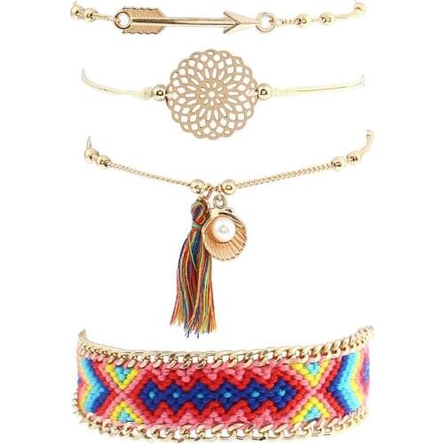 4Pcs/Set New Arrow Beads Bracelet Set Fashion Vintage Infinity Link Chain Bracelets For Women Gift 2018