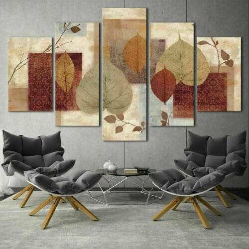5 Pcs Canvas Picture Print Wall Art Canvas Painting Wall Decor for Living Room Abstract Leaf Painting Nature Poster No Framed