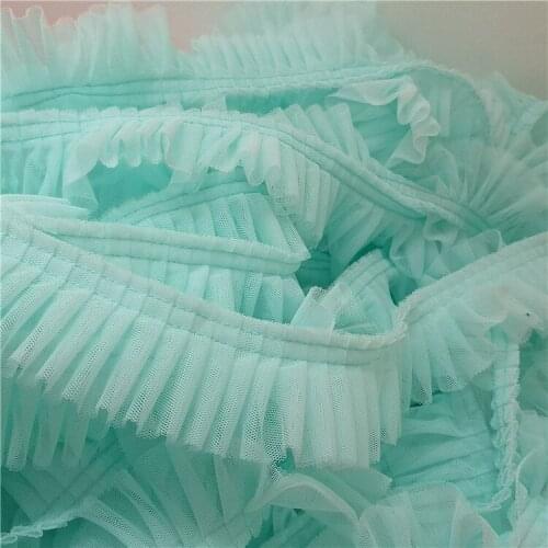 5Yards 5cm/2'' 2 Layer 8colors Fine Pink/light Blue/ White Pleat Ruffles Lace Trim Mesh Lace Accessory X151