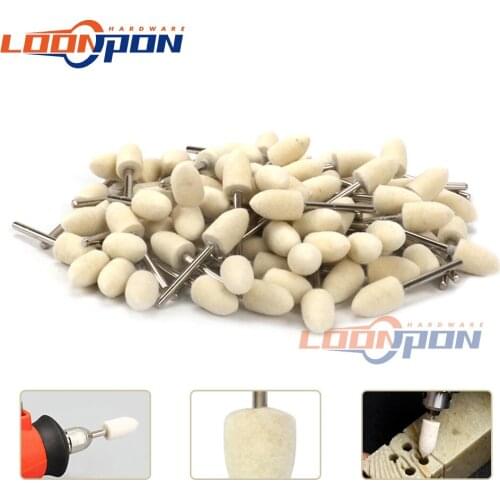 50Pcs 3~20mm Wool Felt Cone Buffing Grinding Head Polishing Rotary Tools with 1/8" Shank for Polishing Mold, Jewelry and Metal