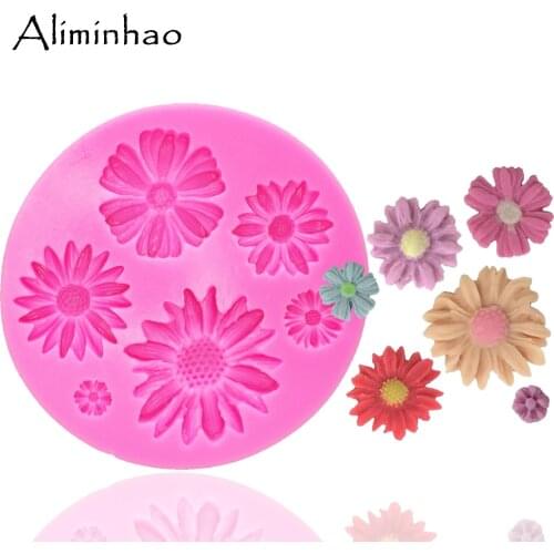 B0193 6 holes chrysanthemum shape for cake dessert Sugarcraft Silicone mould flower chocolate fondant cake decorating tools