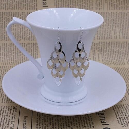 Peacock tail long exaggerated tassel earrings