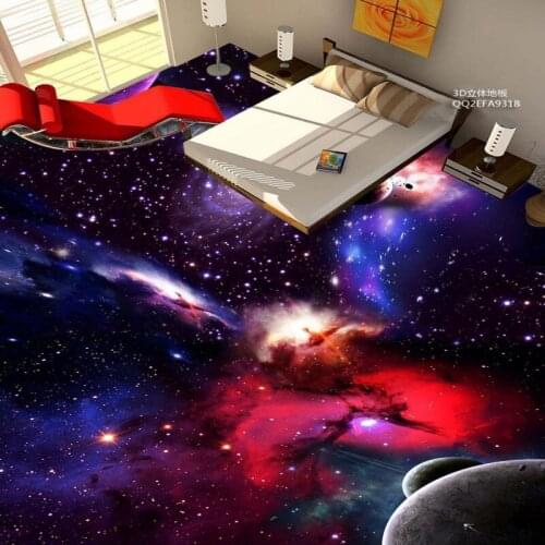 Dropshipping Fatman 3d Flooring Galaxy Waterproof Wallpaper for Bathroom Photo Wall Mural Floor Tile Papier Peint Mural 3d