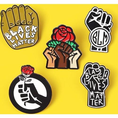 BLM power Against Racism Fist Enamel Pins Black Lives Matter Brooches Badges Fashion Pin Gifts for Friends Wholesale Jewelry