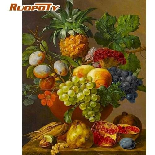 RUOPOTY Painting By Numbers 60x75cm Frame On Canvas Fruit Flower In Vase Oil Picture By Number Modern Home Living Room Artcraft