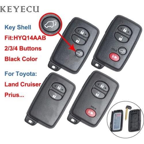 Keyecu Black Remote Car Key Shell Case Cover 2 / 3 / 4 Buttons for Toyota Prius Land Cruiser - HYQ14AAB