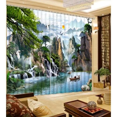 Classic Home Decor Luxury European Modern nature scenery 3d curtain modern home decor Blackout Shade Window Curtains