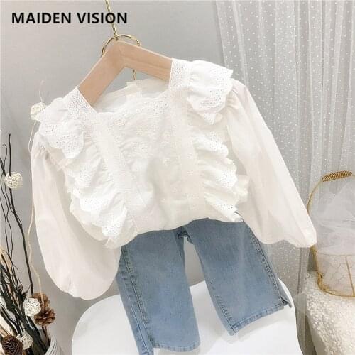 Baby girls outfit spring New Girls Fashion clothing set Baby Suit Long sleeve Lace shirt +jeans Casual Kids Clothes Girl Suit