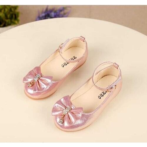 Newest Autumn Girls leather shoes Children girls baby princess bowknot sneakers pearl diamond single shoes Kids dance shoes