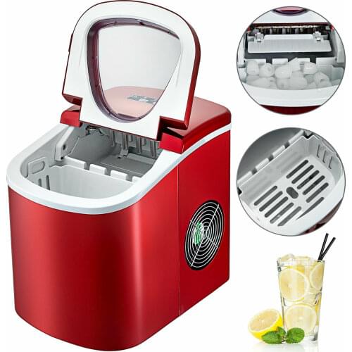 26 Ibs Red Ice Cube Maker Automatic Machine ABS Shell Tabletop 12 kg/24H 2.2 L Automatic Household Ice Making Machine