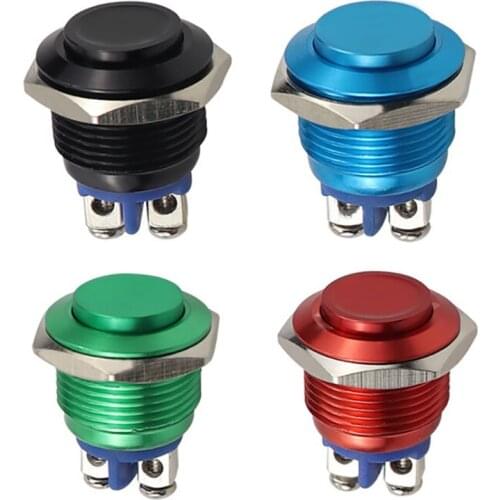 Round Shape 16mm IP67 Metal Push Button Switch Waterproof Self-reset Momentary Locking Latching NO High / Flat / Momentary