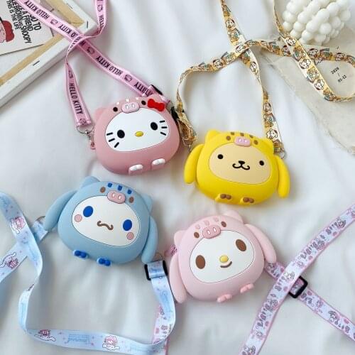 Cartoon Cat Dog Cute Anime Small Change Bag Rubber Doll Creative Keyring Children Adult Favorite Bag Kids Gift Key Pendant Hot