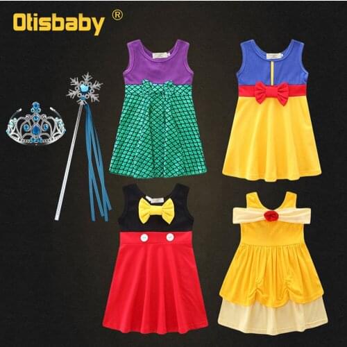 2019 Fancy Girl Snow White Princess Dress Kids Birthday Party Ball Gown Suspender Infant Belle Toddler Cotton Ariel Costume Baby