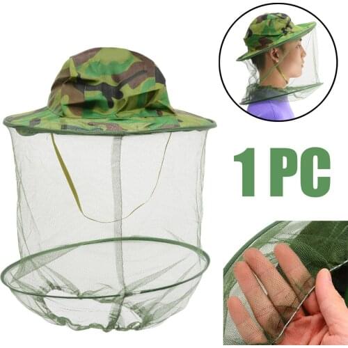 1Pcs Camouflage Beekeeping Hat Mosquito Bee Insect Net Veil Hat Face Head Protector Beekeeper Fishing Beekeeping Tools